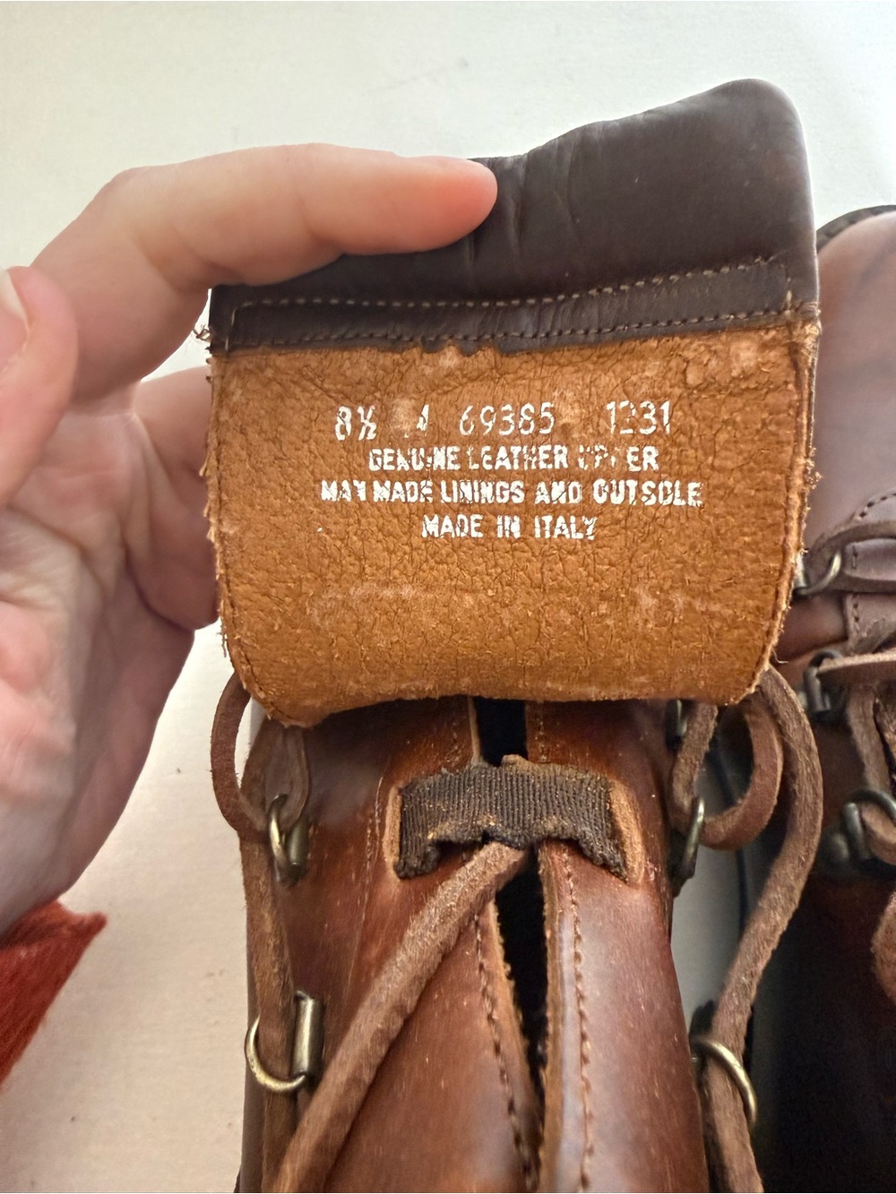 Vintage Timberland Brown Leather Hiking Boots Made in Italy Women’s 8.5 - Picture 10 of 13